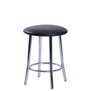 Табурет Таллі хром Шкiрозамiнник чорний