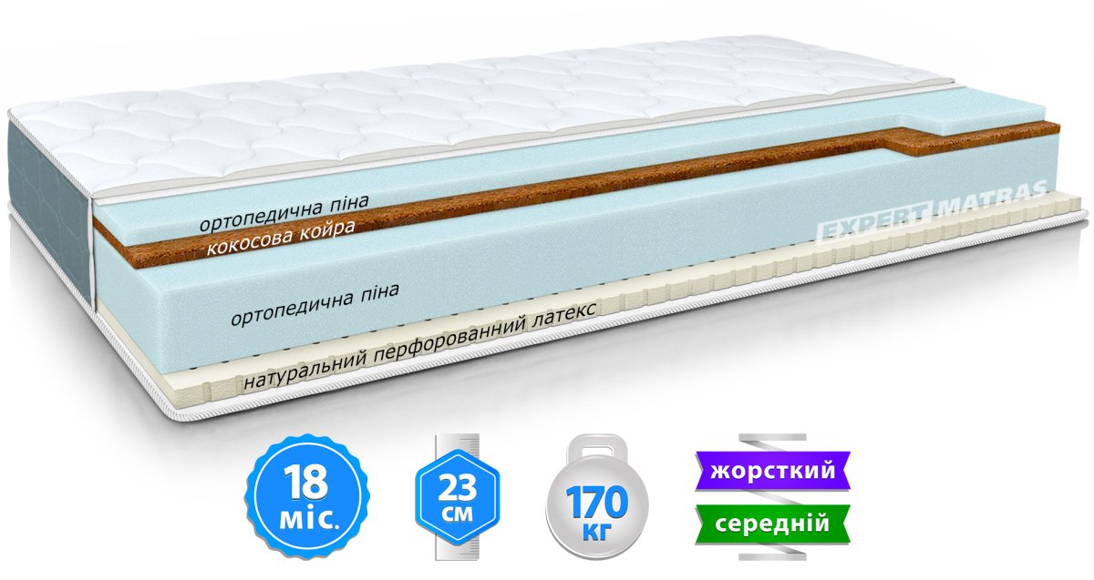 Матрац PULSON ELIT LATEX COCOS / ПУЛЬСОН ЕЛІТ ЛАТЕКС КОКОС "Світ Меблів", mebland.com.ua