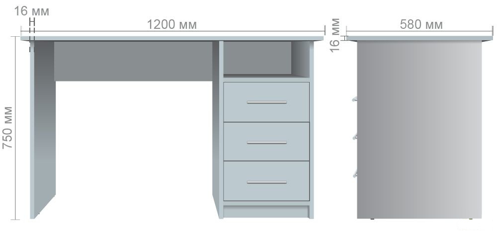 Стіл однотумбовий ОМ-122R (1200х580х750Н) Дуб Сонома, Миколаїв, "Світ Меблів", mebland.com.ua
